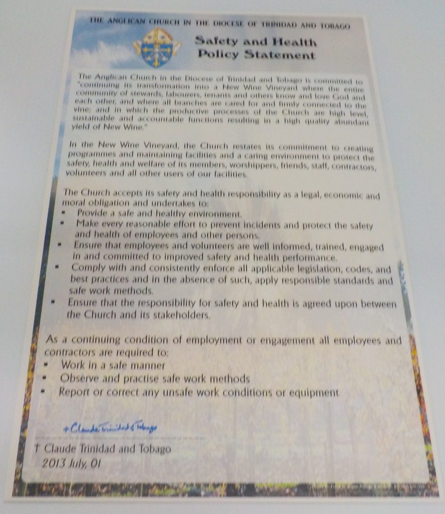Diocesan Occupational Safety and Health (O.S.H.) Policy Statement