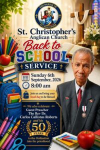 St. Christopher’s Anglican Church Back to School Service flyer