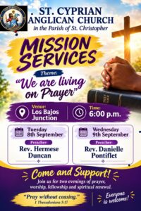 St. Cyprian Anglican Church Mission Services flyer