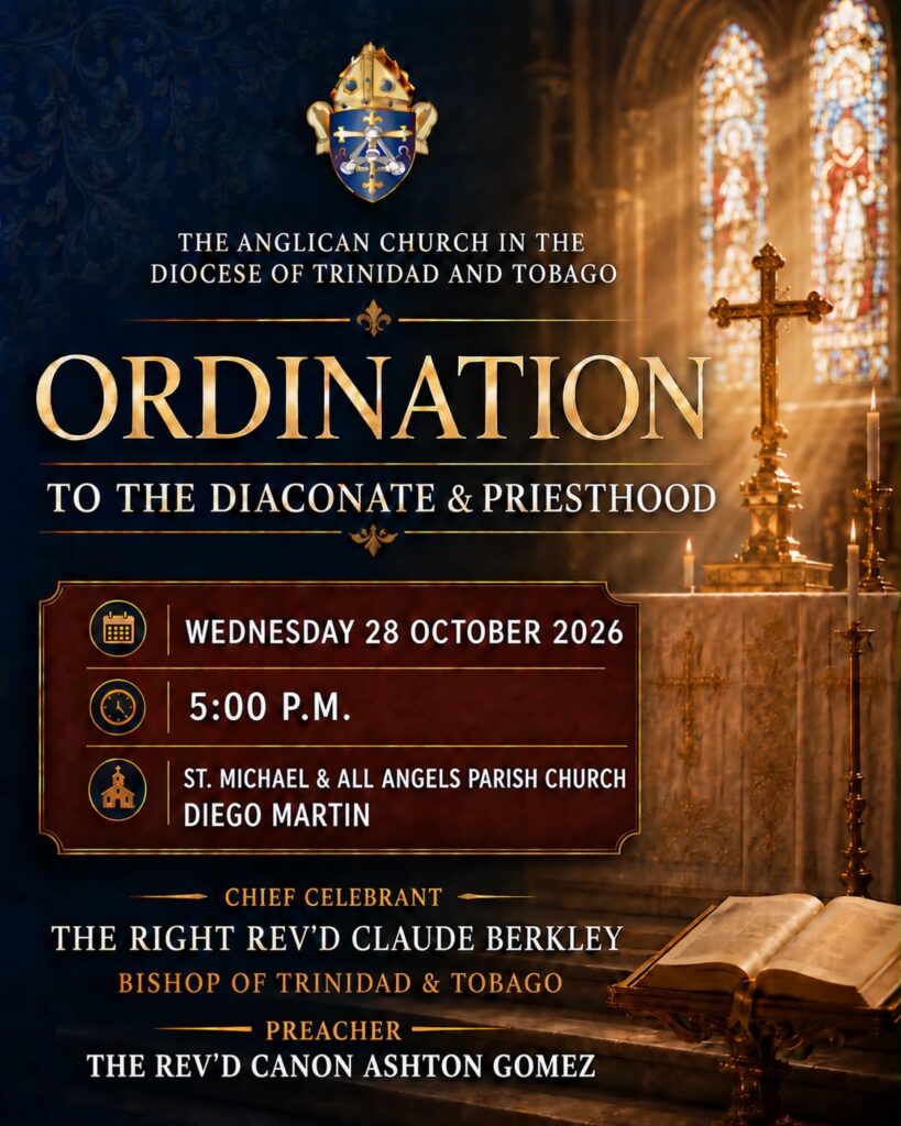 The Anglican Church in the Diocese of Trinidad and Tobago: Ordination to the Diaconate & Priesthood flyer